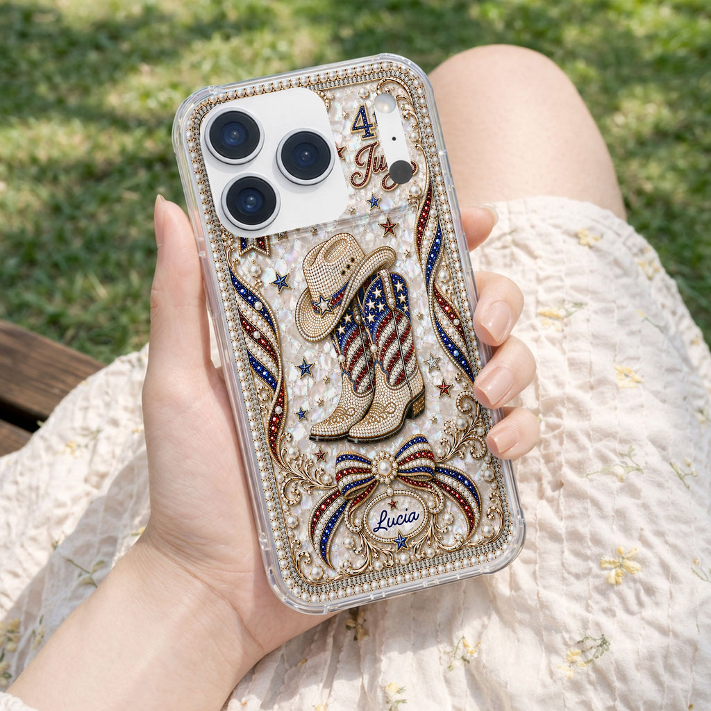 Personalized Clear Phone Case Custom Name for 4th of July Clear Phone Case GradoCreations