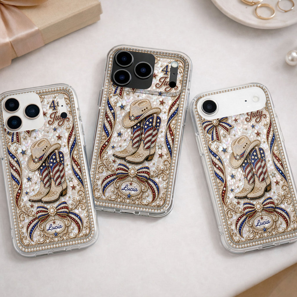 Personalized Clear Phone Case Custom Name for 4th of July Clear Phone Case GradoCreations