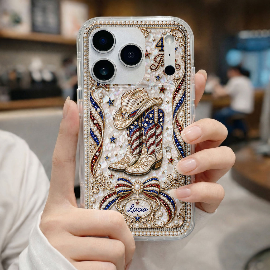 Personalized Clear Phone Case Custom Name for 4th of July Clear Phone Case GradoCreations