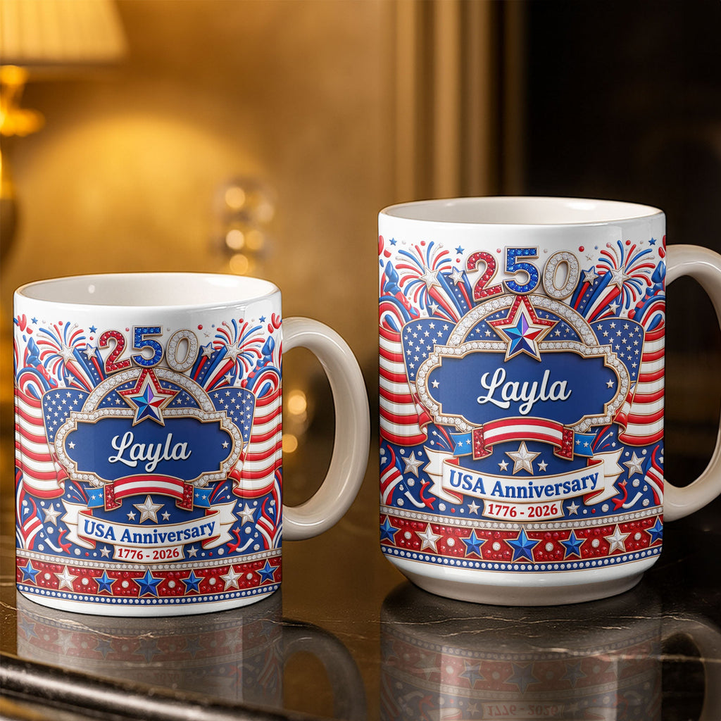 Personalized 3D Rhinestone Coffee Mug Custom Name USA Gift Edge-to-edge Mug GradoCreations