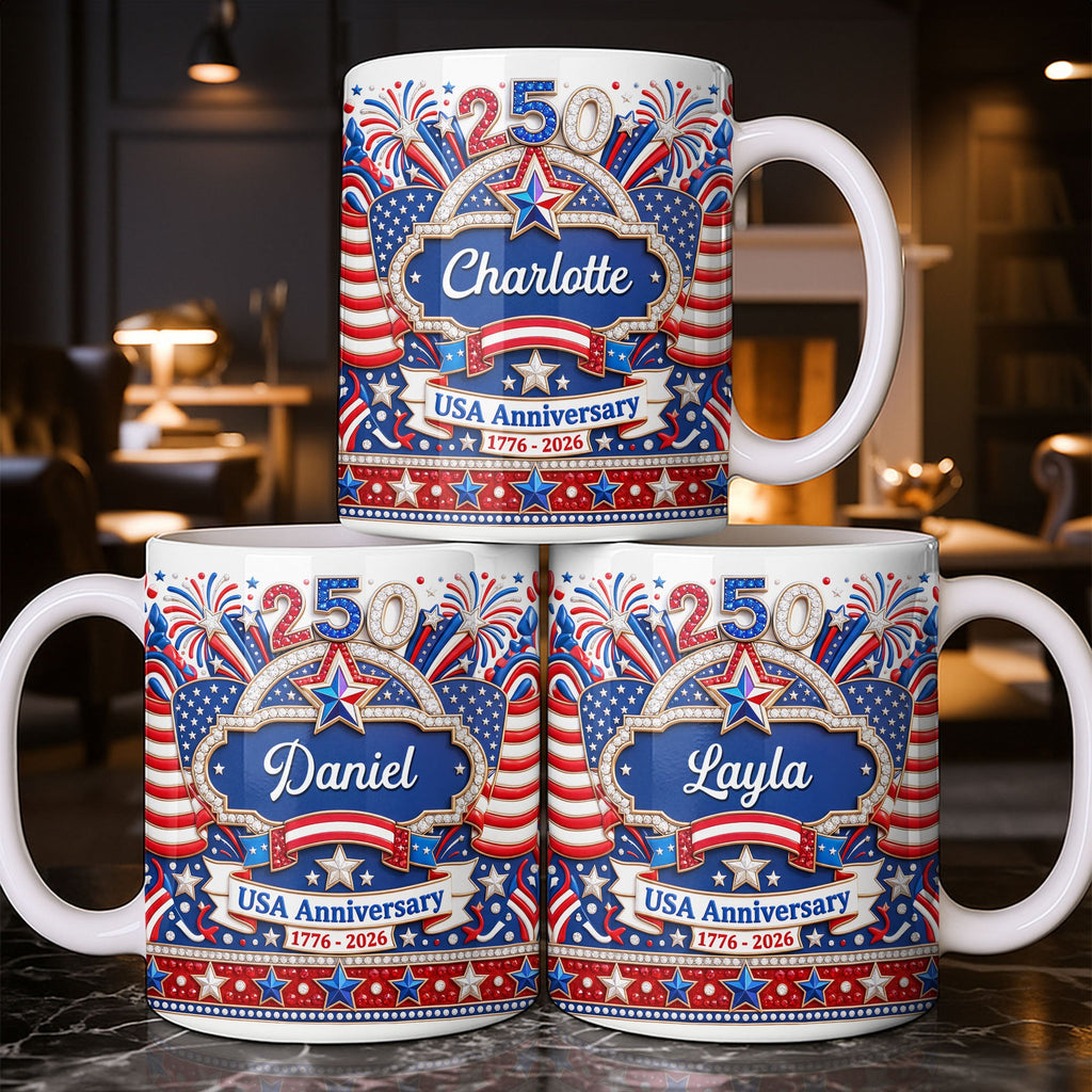 Personalized 3D Rhinestone Coffee Mug Custom Name USA Gift Edge-to-edge Mug GradoCreations