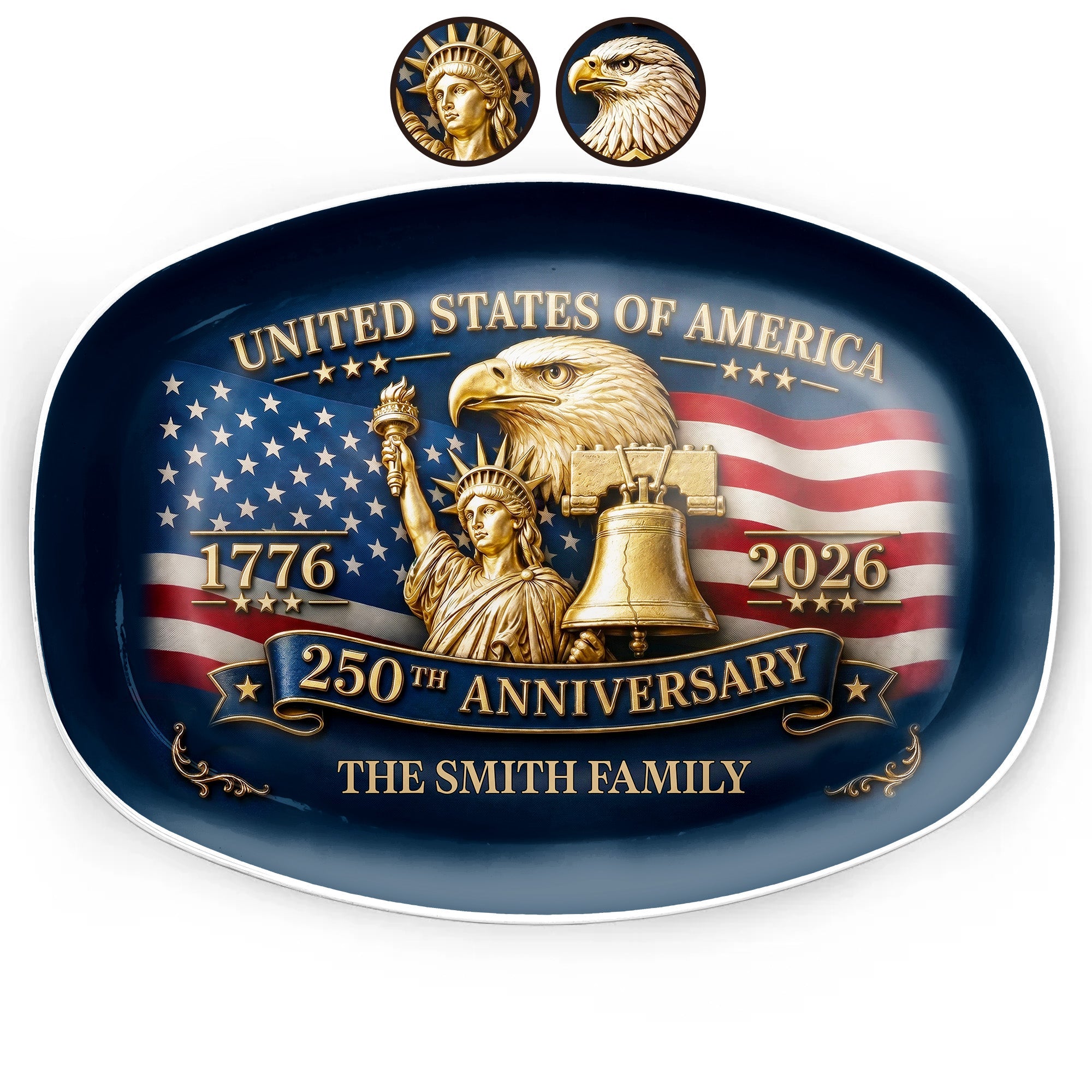 Personalized Custom Plate USA Eagle Statue Liberty Gift Custom Plate GradoCreations