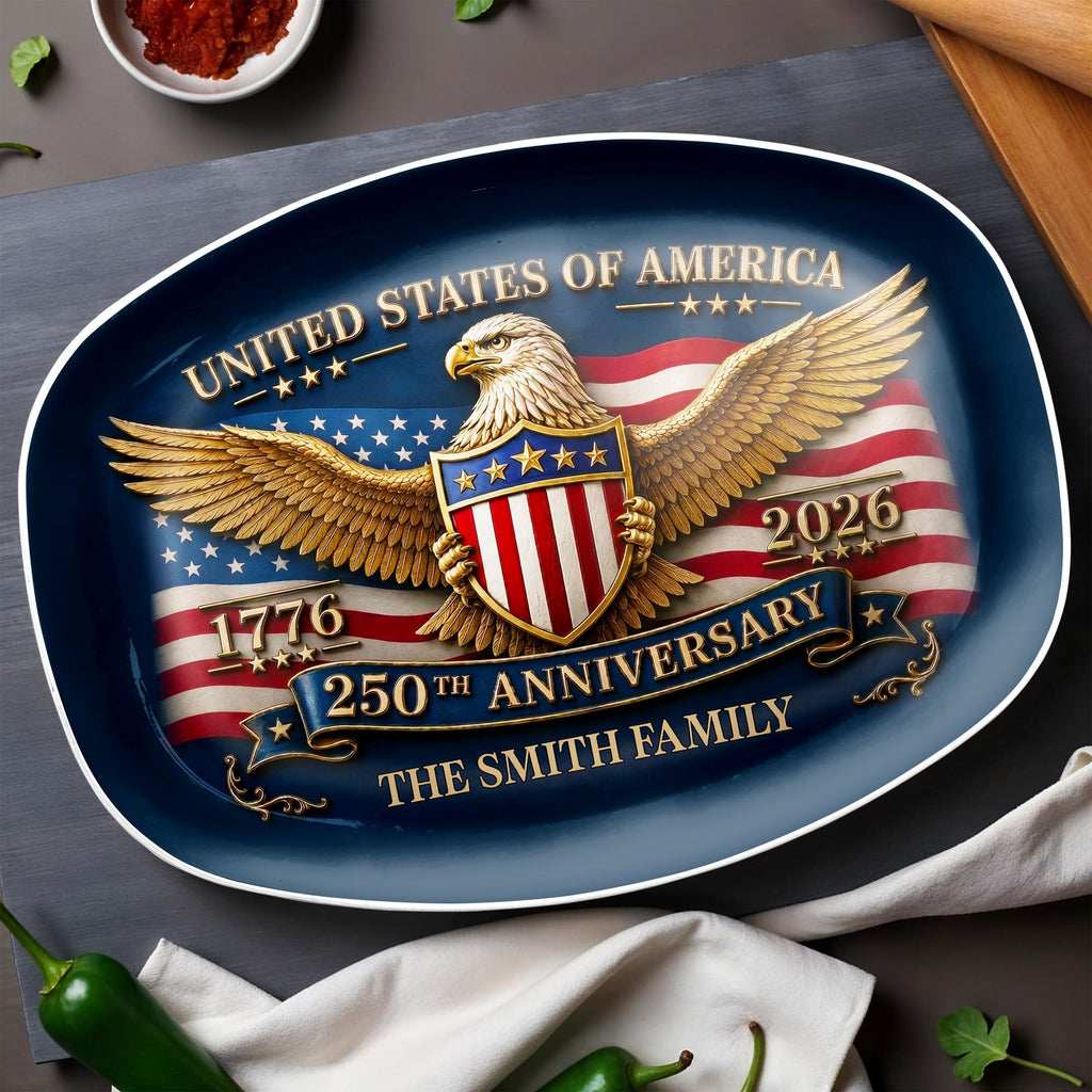 Personalized Custom Plate USA Eagle Statue Liberty Gift Custom Plate GradoCreations