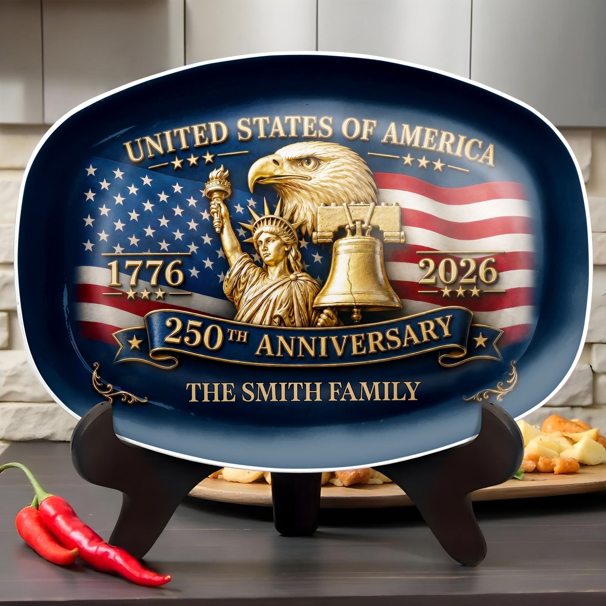 Personalized Custom Plate USA Eagle Statue Liberty Gift Custom Plate GradoCreations