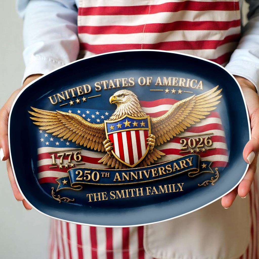 Personalized Custom Plate USA Eagle Statue Liberty Gift Custom Plate GradoCreations