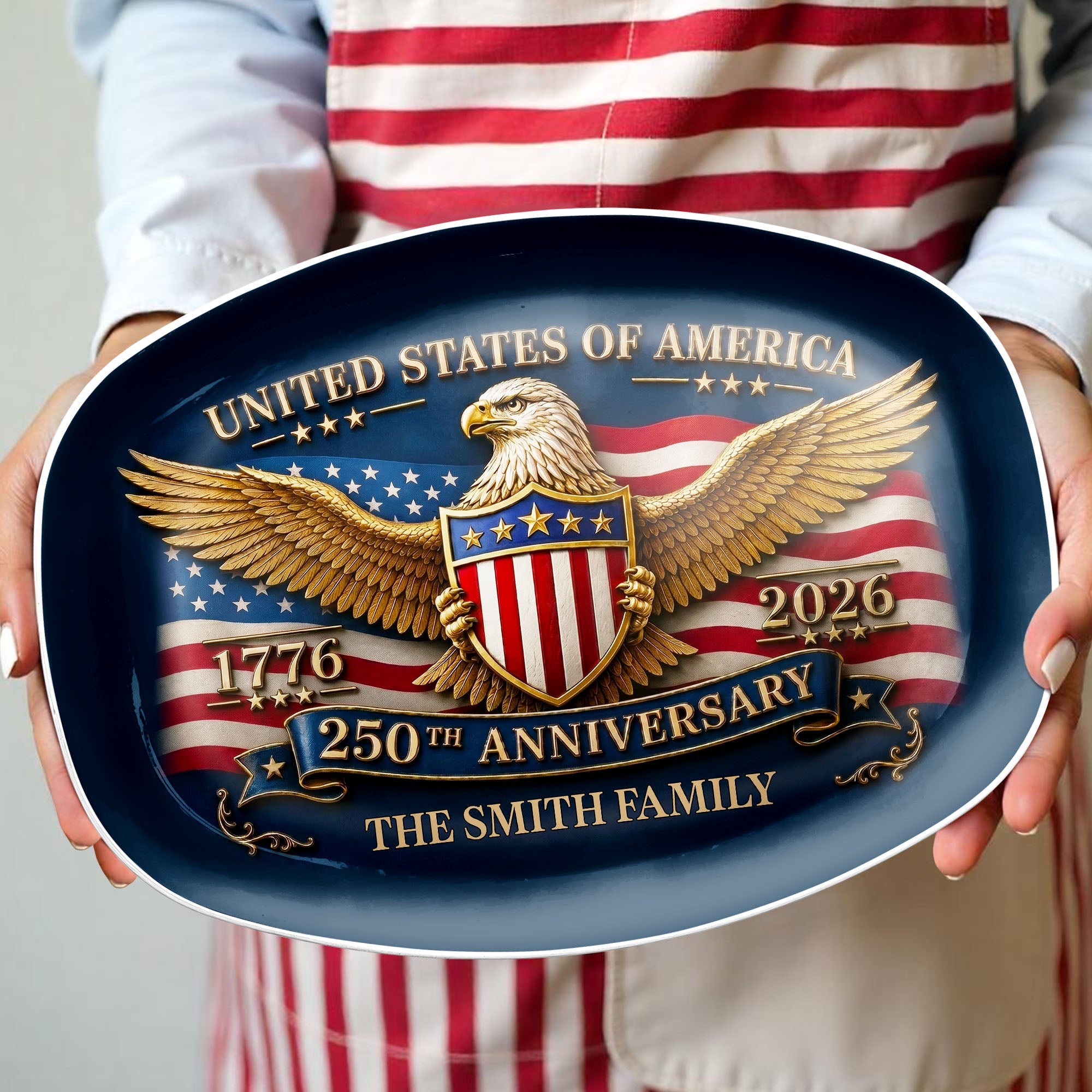 Personalized Custom Plate USA Eagle Statue Liberty Gift Custom Plate GradoCreations
