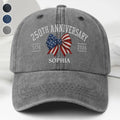 Personalized American Flag Bow Washed Denim Cap for 4th of July Gift Washed Denim Cap GradoCreations
