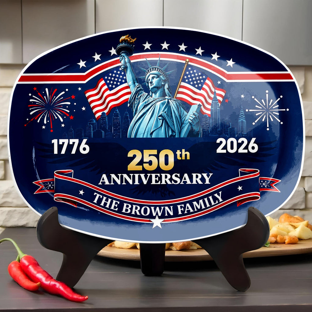 Personalized Custom Plate with Statue of Liberty for Family 250th Anniversary Gift Custom Plate GradoCreations