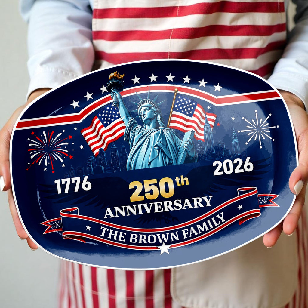 Personalized Custom Plate with Statue of Liberty for Family 250th Anniversary Gift Custom Plate GradoCreations