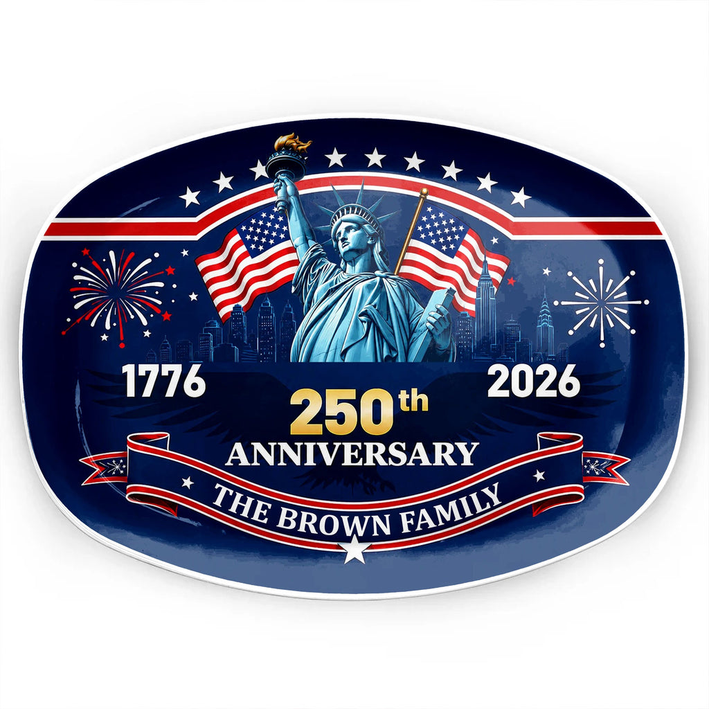 Personalized Custom Plate with Statue of Liberty for Family 250th Anniversary Gift Custom Plate GradoCreations