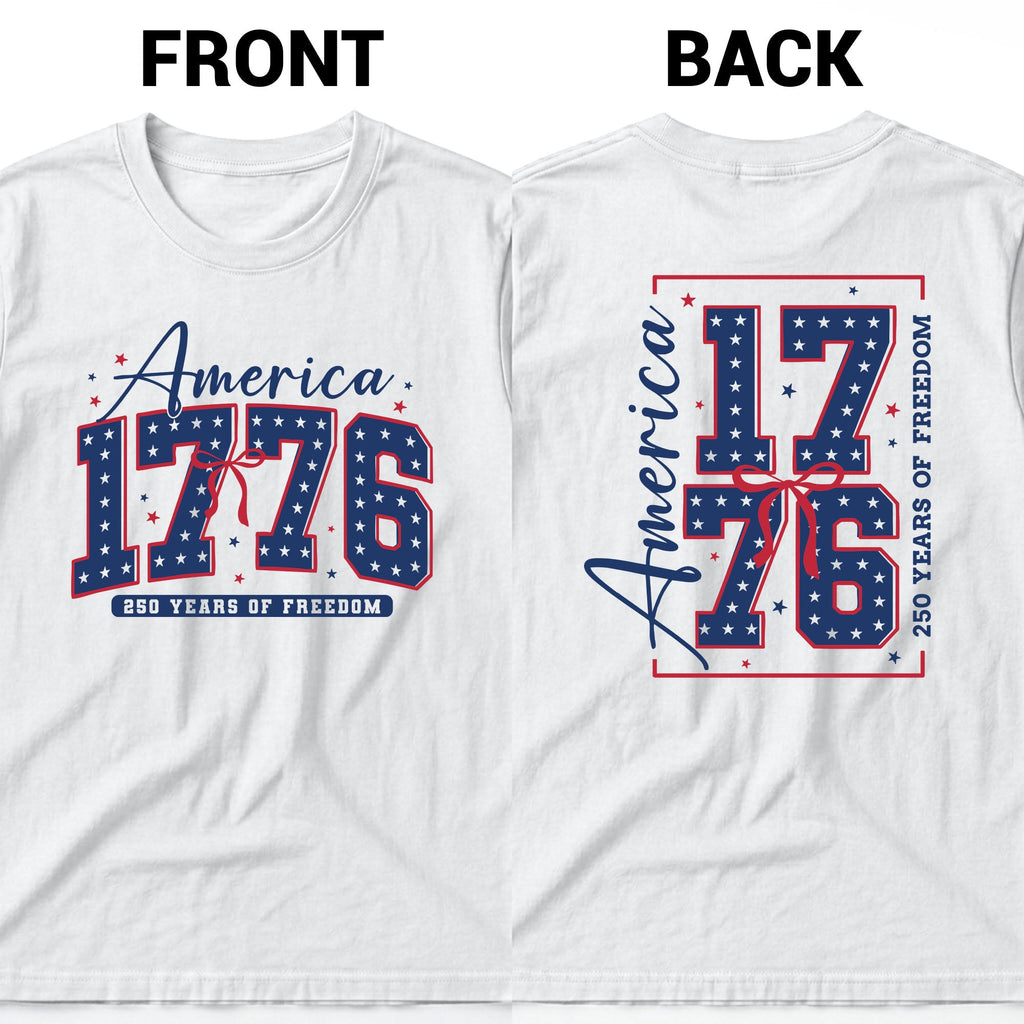 Personalized Family Name T-Shirt 4th of July Gift Idea T-Shirt Font and Back GradoCreations