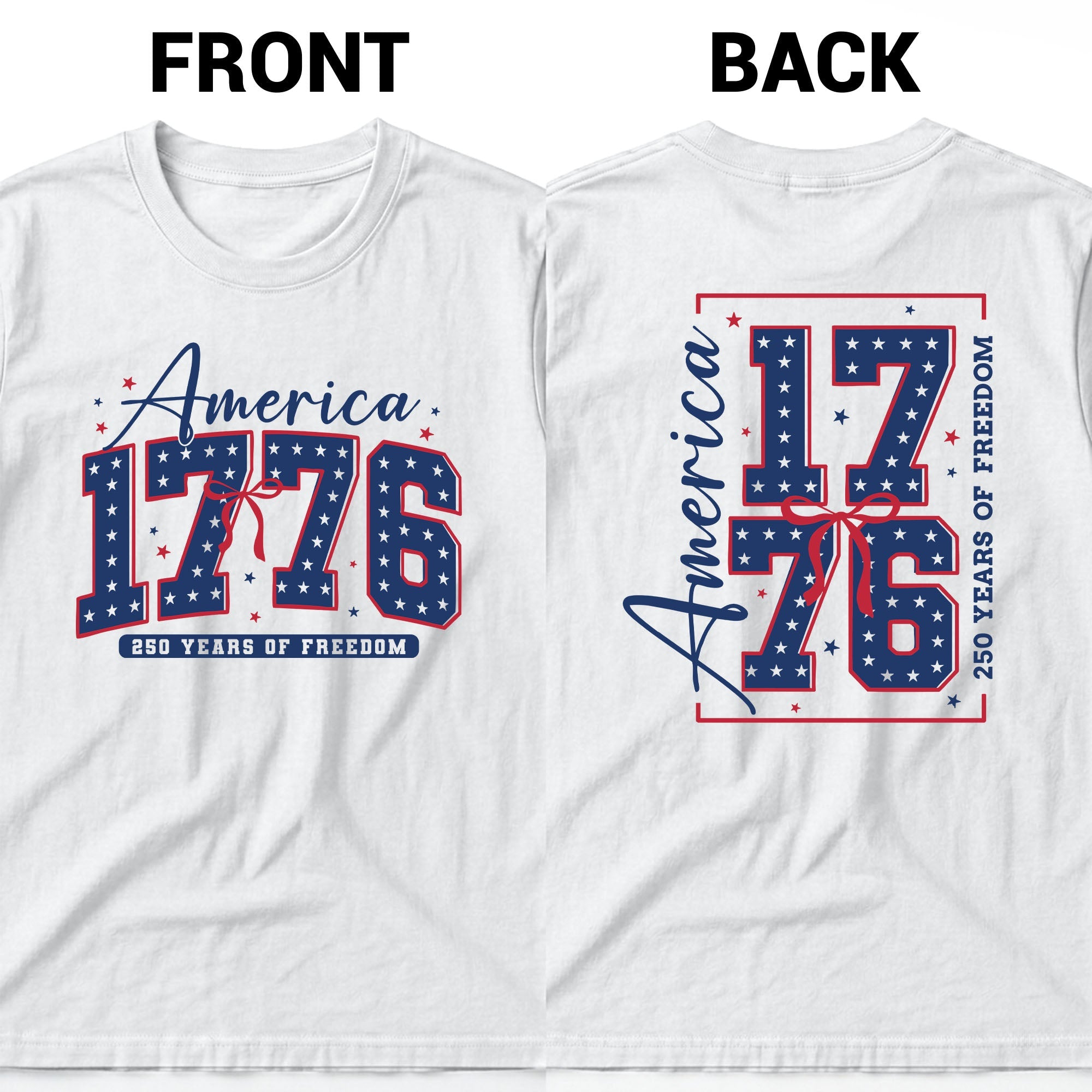 Personalized Family Name T-Shirt 4th of July Gift Idea T-Shirt Font and Back GradoCreations