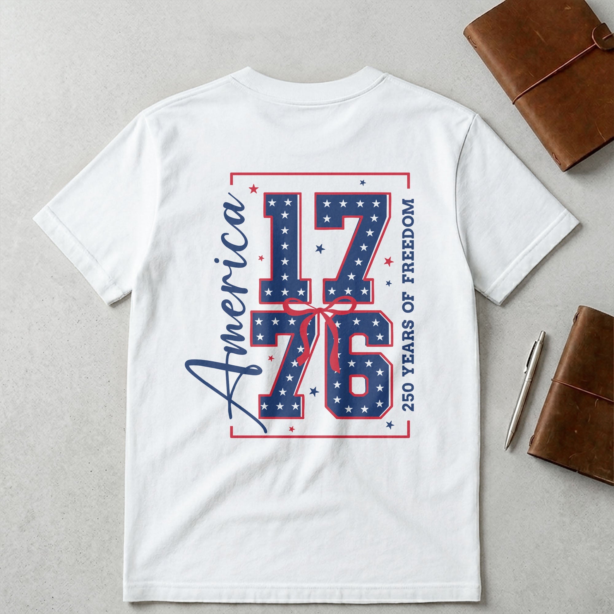Personalized Family Name T-Shirt 4th of July Gift Idea T-Shirt Font and Back GradoCreations