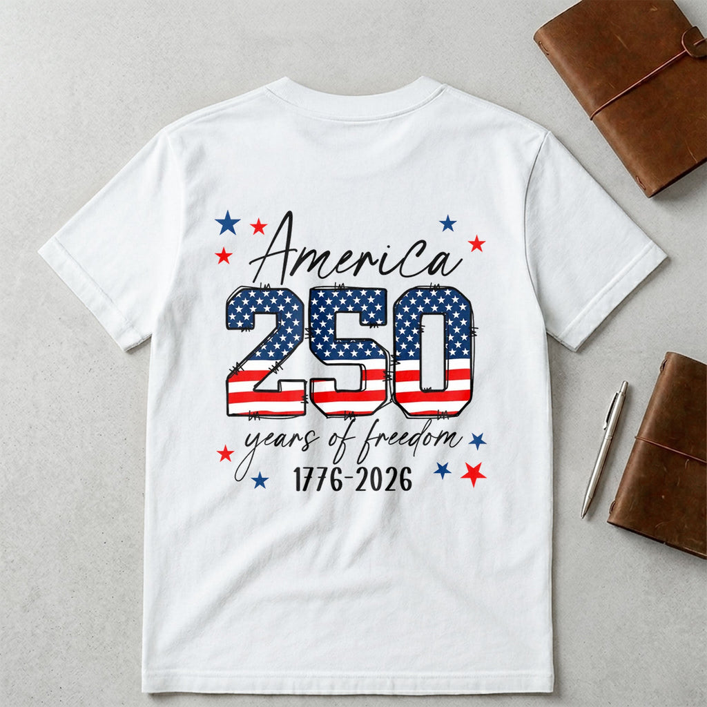 Personalized American Flag T-Shirt Custom Name Gift for Dad T-Shirt Font and Back GradoCreations