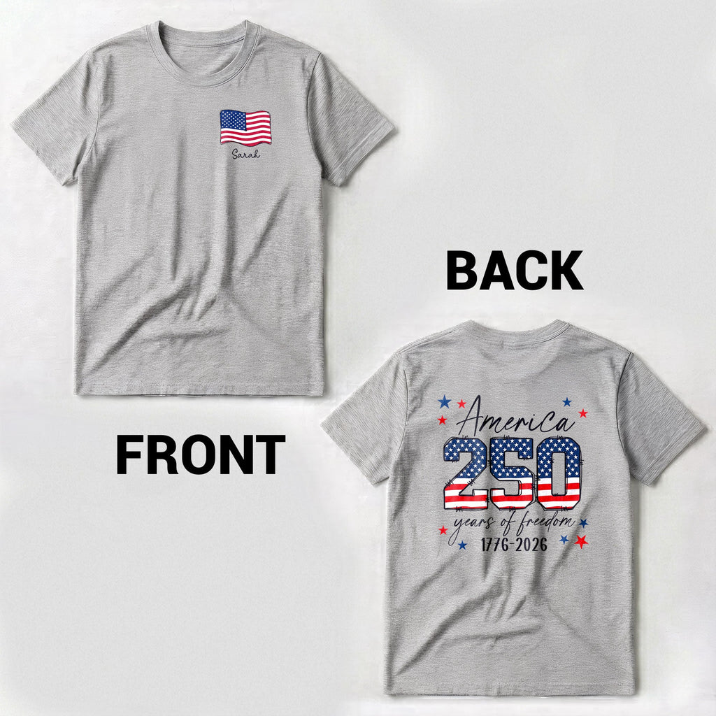 Personalized American Flag T-Shirt Custom Name Gift for Dad T-Shirt Font and Back GradoCreations