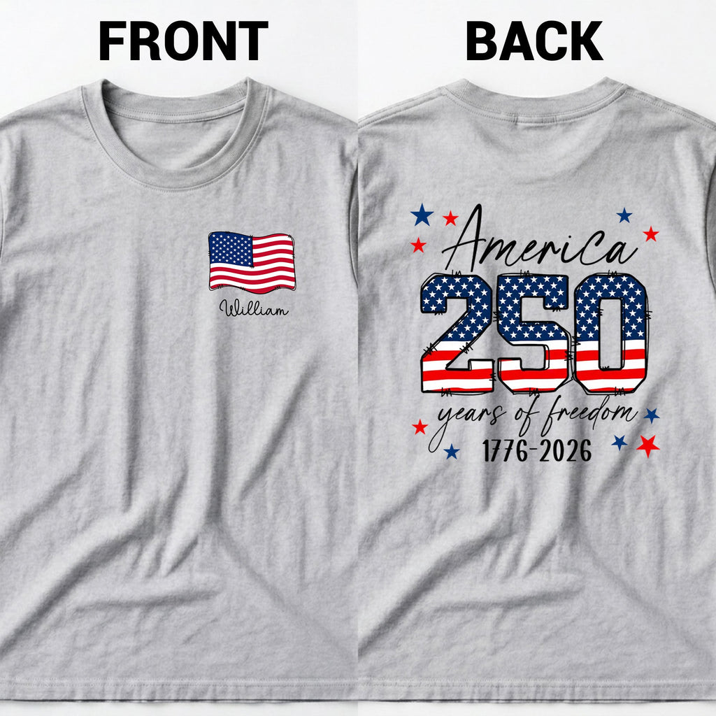 Personalized American Flag T-Shirt Custom Name Gift for Dad T-Shirt Font and Back GradoCreations