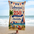 Personalized Beach Towel Custom Name Patriotic 4th of July Gift Beach Towels GradoCreations