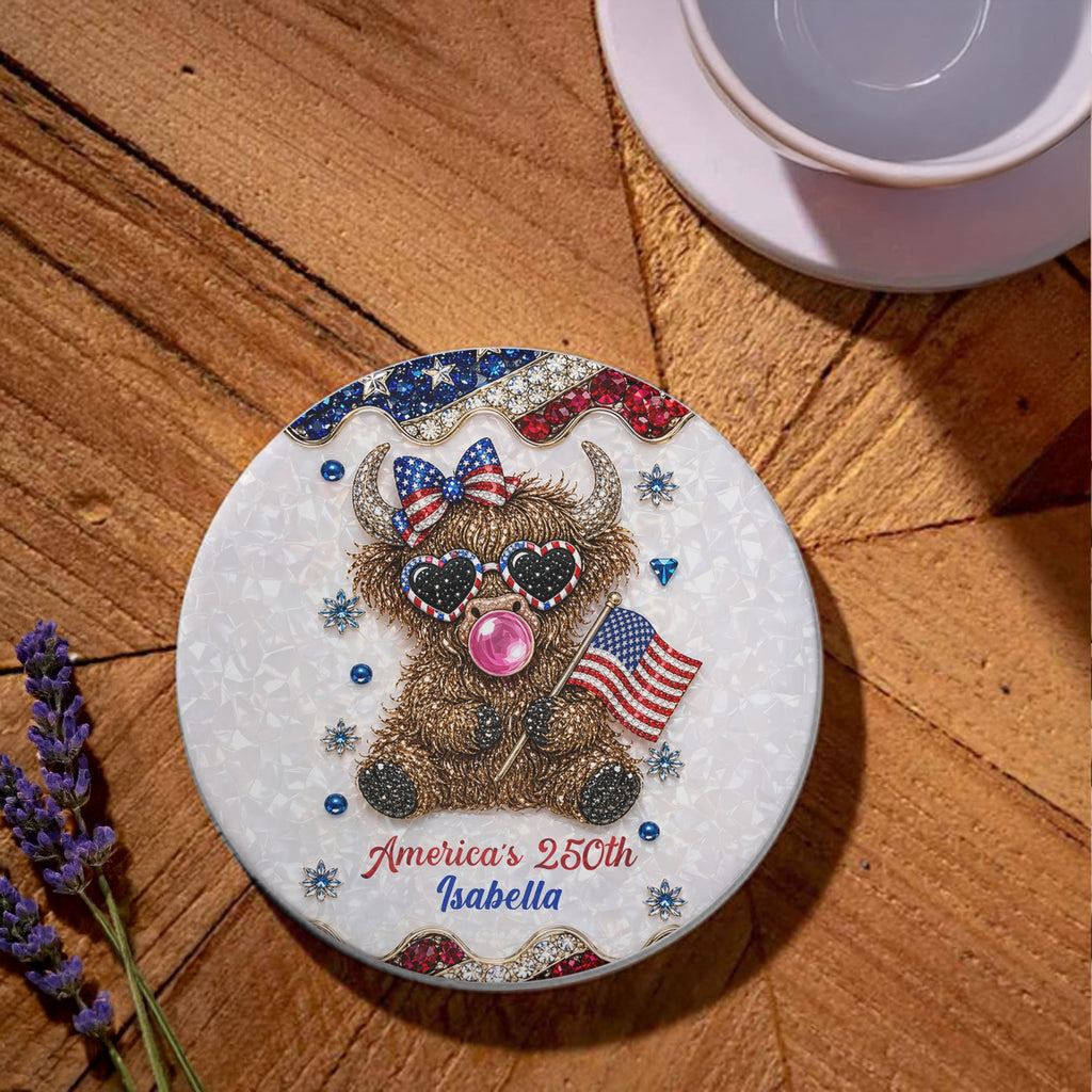 Personalized Ceramic Coaster 4th of July Gift Custom Name Ceramic Coaster GradoCreations
