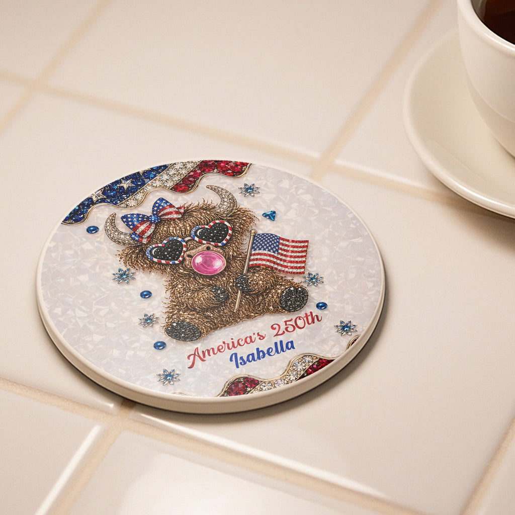 Personalized Ceramic Coaster 4th of July Gift Custom Name Ceramic Coaster GradoCreations