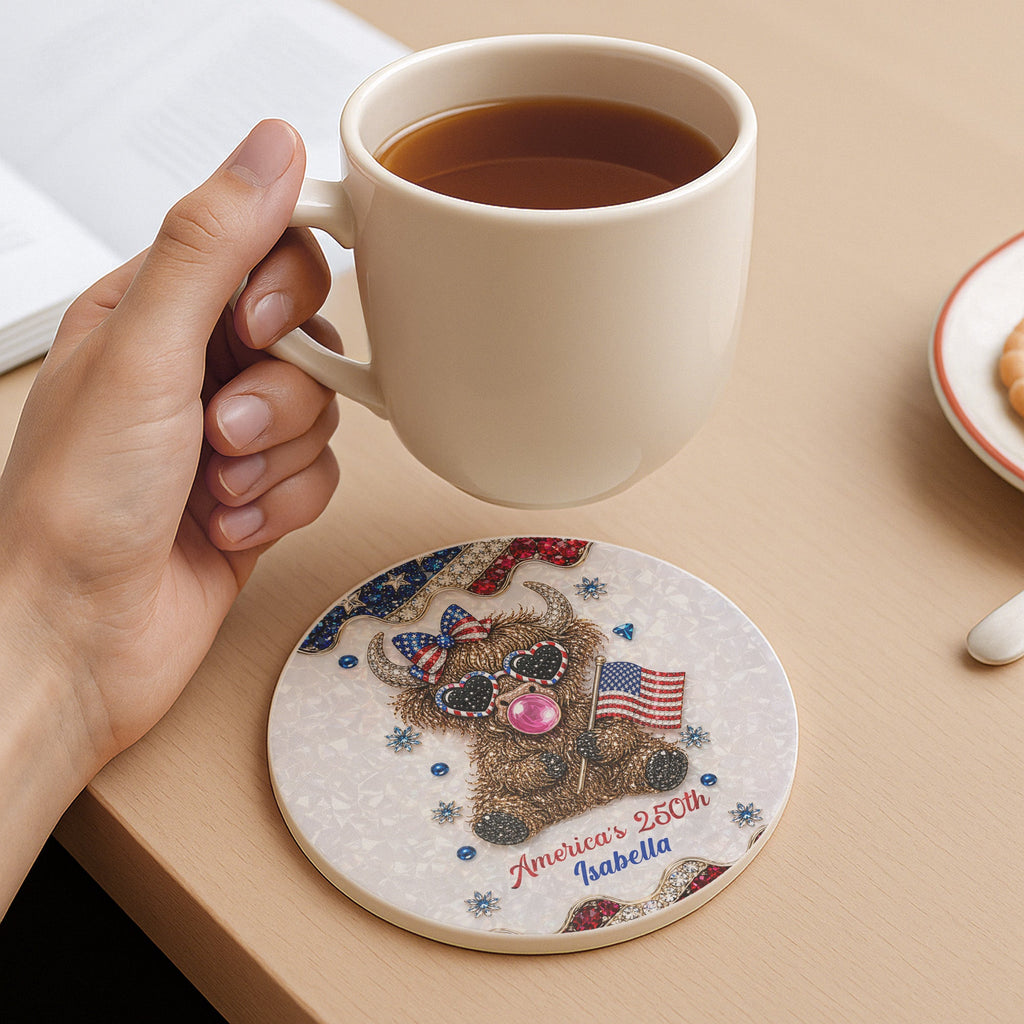 Personalized Ceramic Coaster 4th of July Gift Custom Name Ceramic Coaster GradoCreations