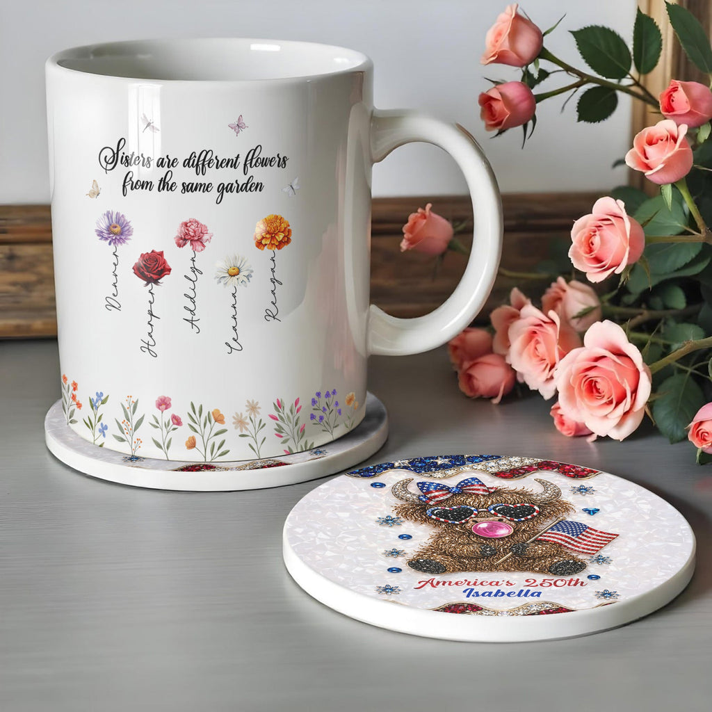 Personalized Ceramic Coaster 4th of July Gift Custom Name Ceramic Coaster GradoCreations