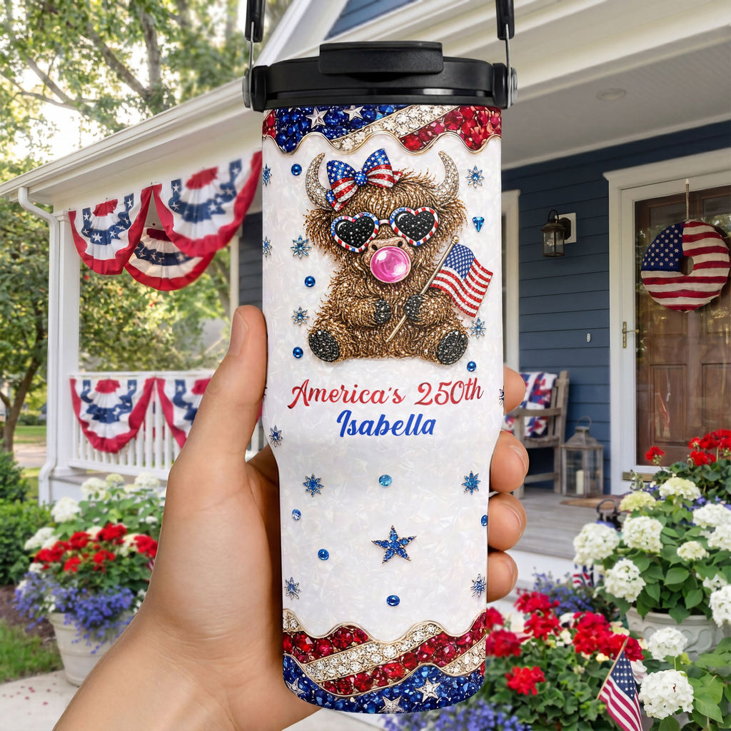 Personalized 30oz Tumbler with Handle American Flag Gift for Family Tumbler With Handle GradoCreations