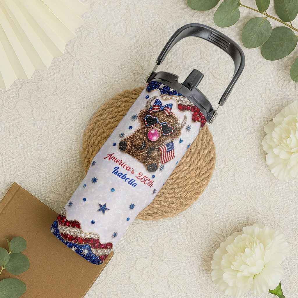 Personalized 30oz Tumbler with Handle American Flag Gift for Family Tumbler With Handle GradoCreations