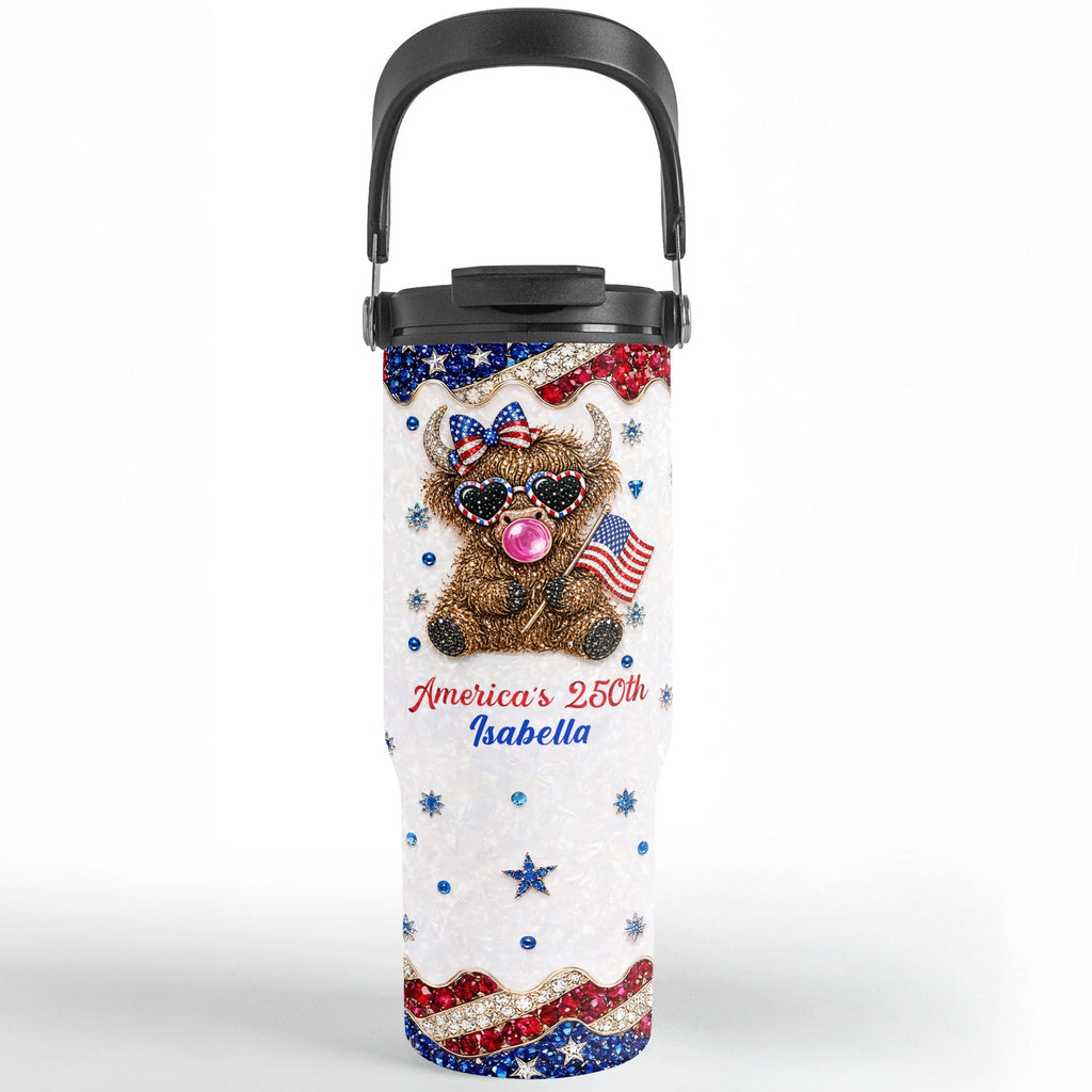 Personalized 30oz Tumbler with Handle American Flag Gift for Family Tumbler With Handle GradoCreations