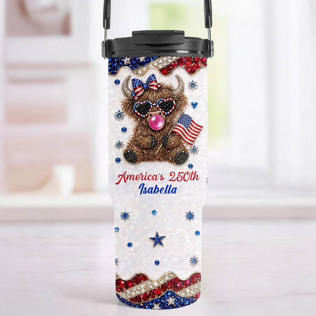 Personalized 30oz Tumbler with Handle American Flag Gift for Family Tumbler With Handle GradoCreations