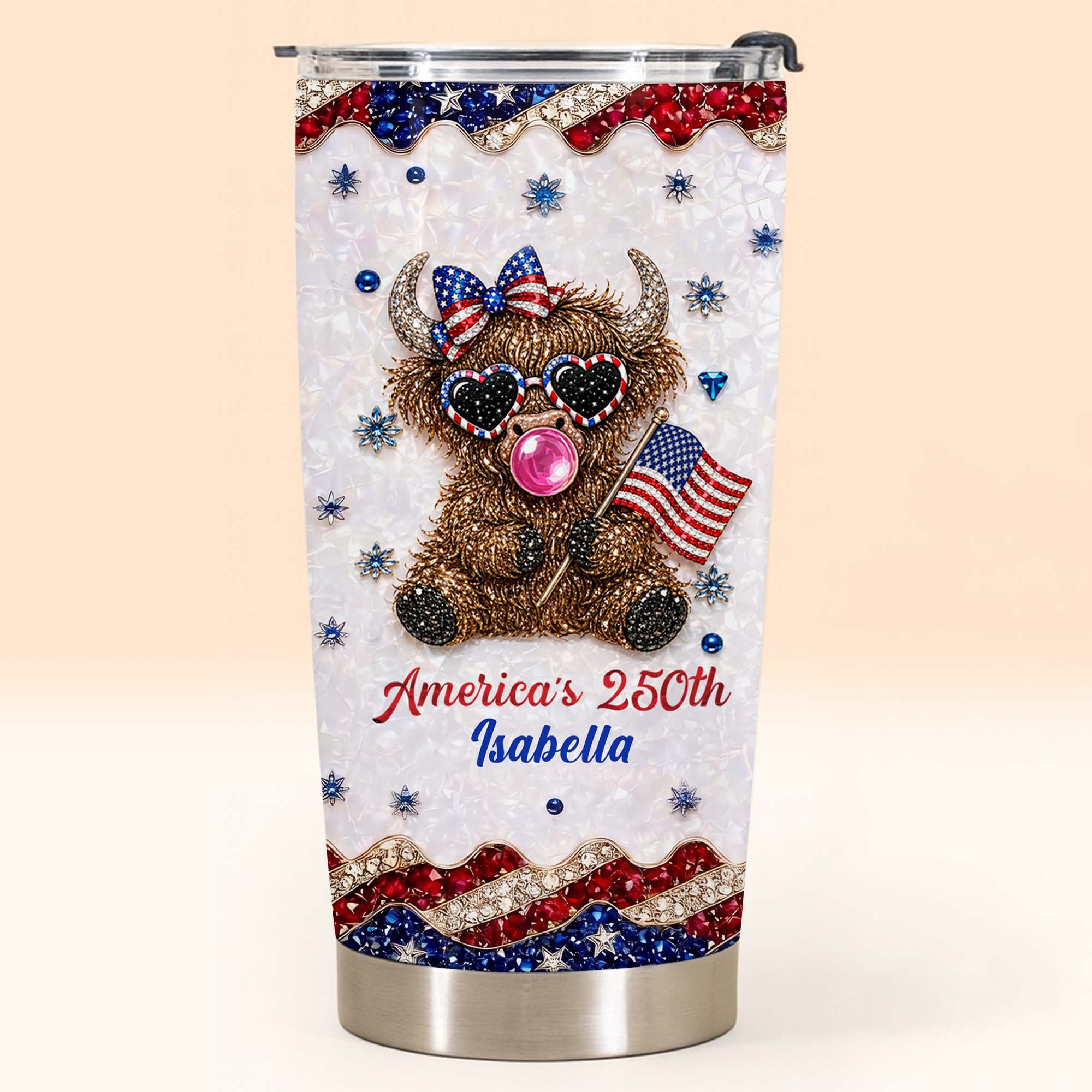 Personalized 20oz Tumbler with American Flag for Independence Day Gift 20oz Tumbler GradoCreations