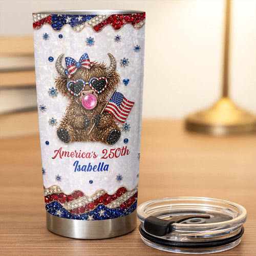 Personalized 20oz Tumbler with American Flag for Independence Day Gift 20oz Tumbler GradoCreations