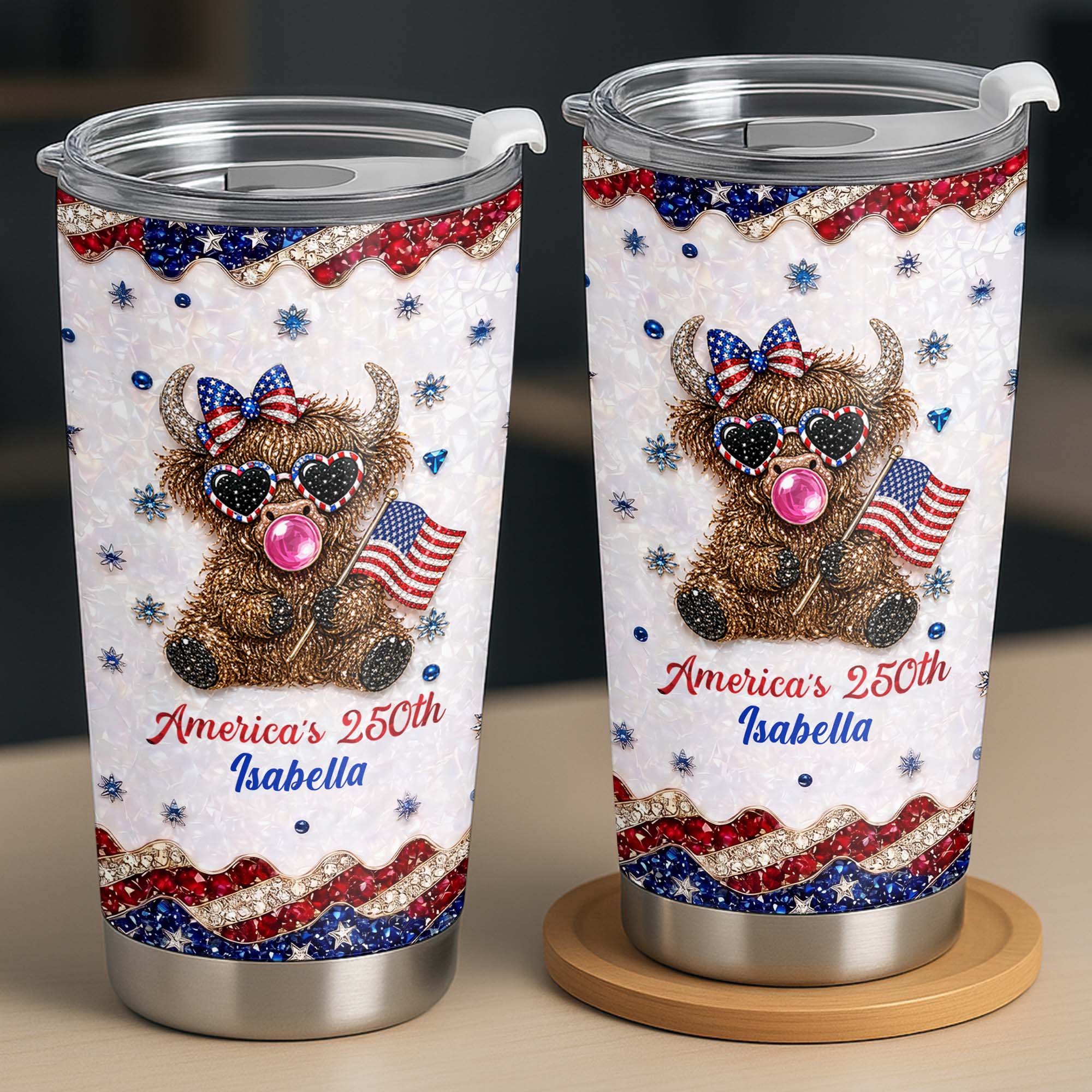 Personalized 20oz Tumbler with American Flag for Independence Day Gift 20oz Tumbler GradoCreations