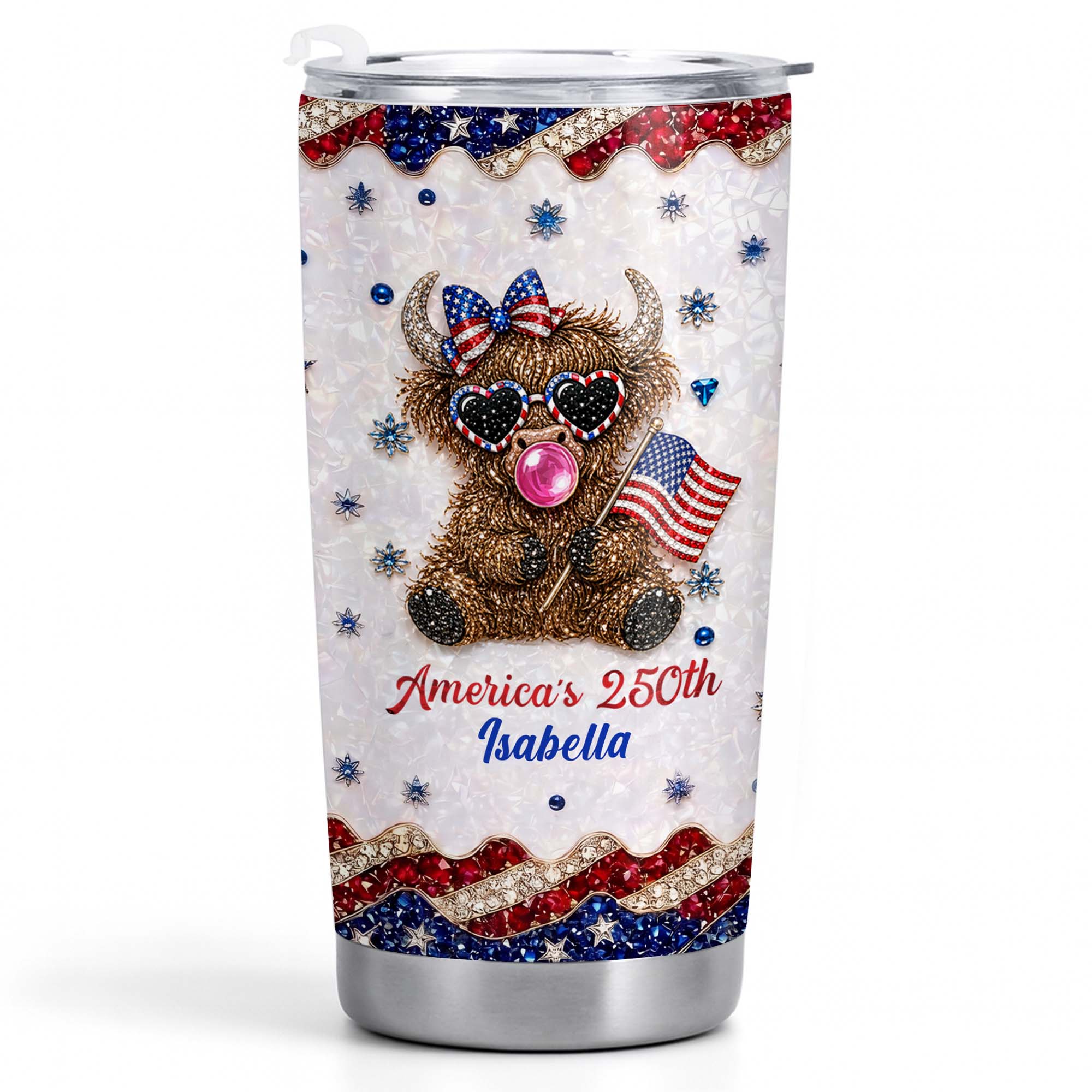Personalized 20oz Tumbler with American Flag for Independence Day Gift 20oz Tumbler GradoCreations