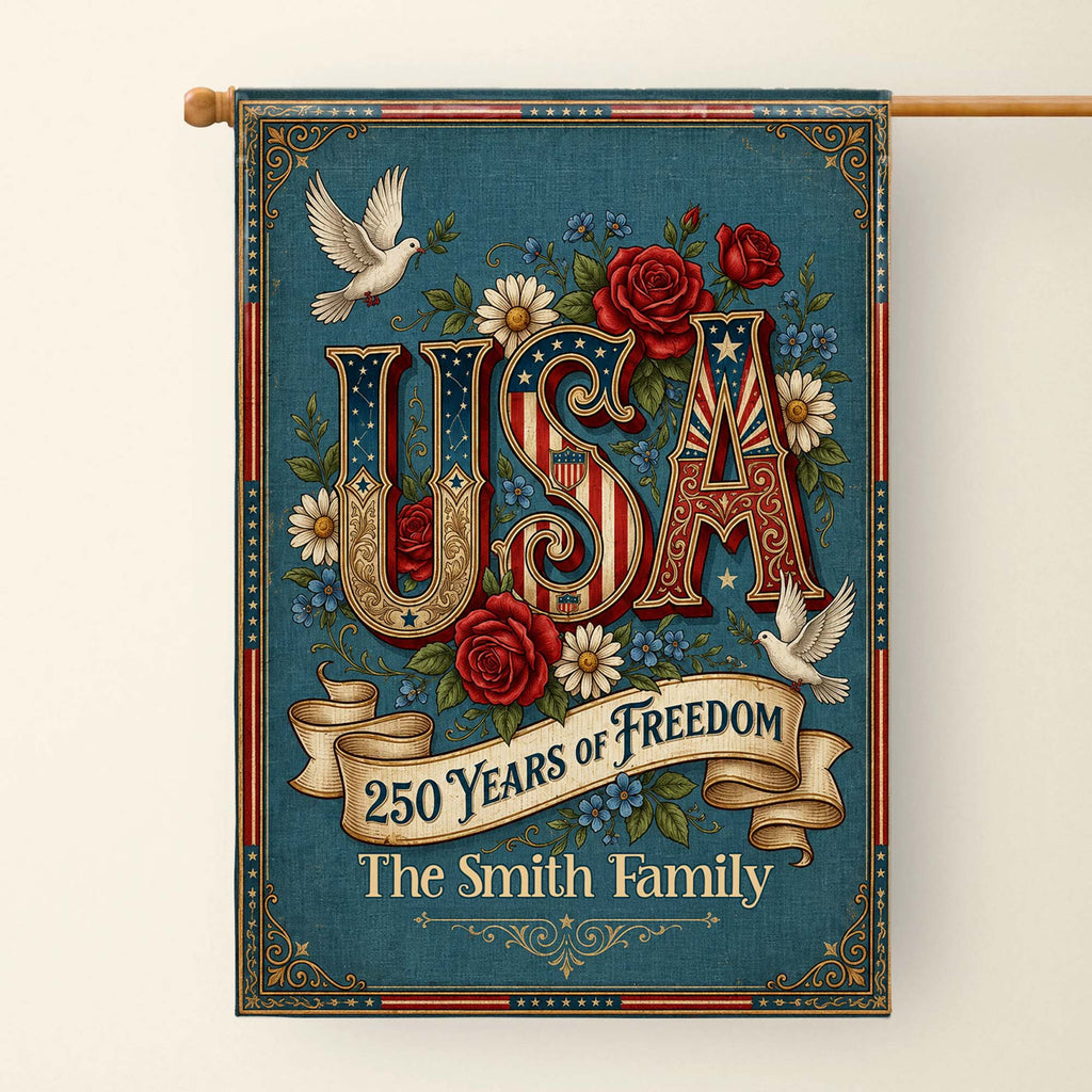 Personalized Garden Flag Custom Family Name USA Independence Day Gift Garden Flag GradoCreations