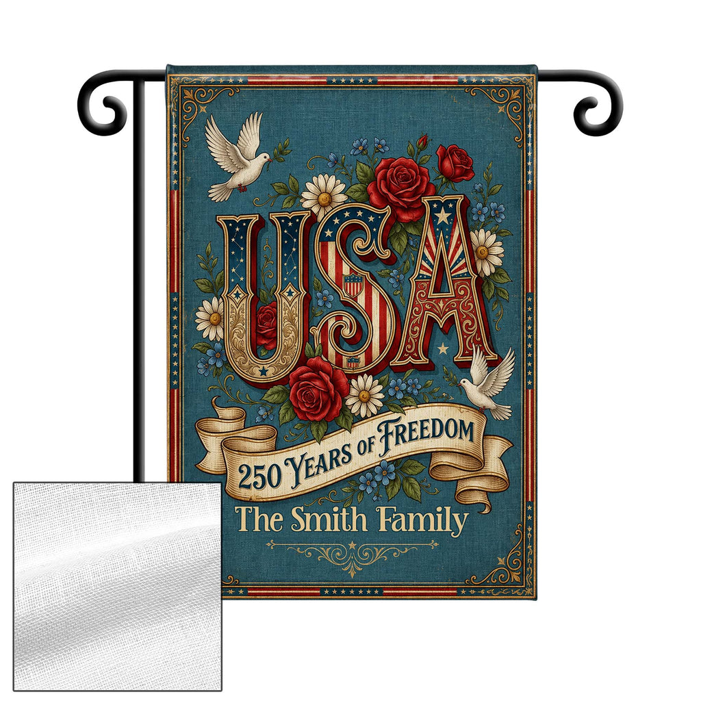 Personalized Garden Flag Custom Family Name USA Independence Day Gift Garden Flag GradoCreations