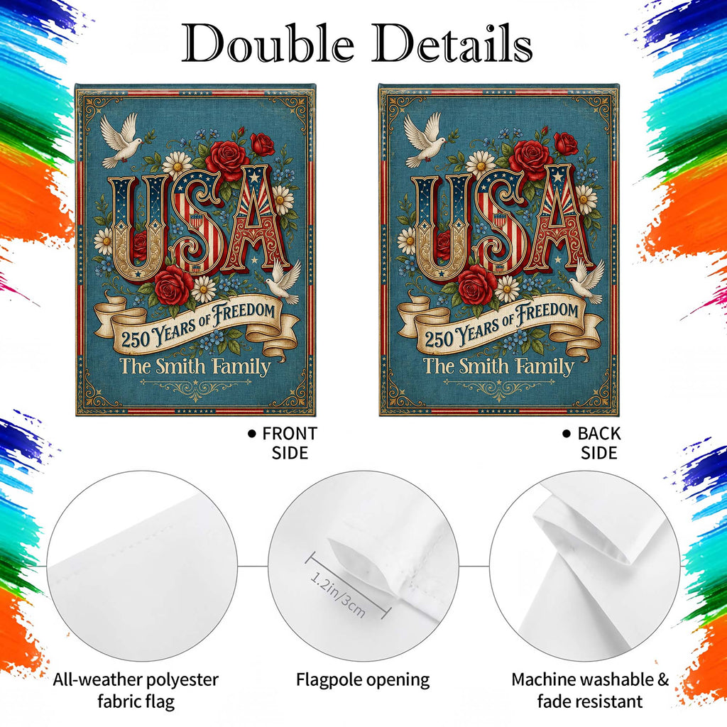 Personalized Garden Flag Custom Family Name USA Independence Day Gift Garden Flag GradoCreations