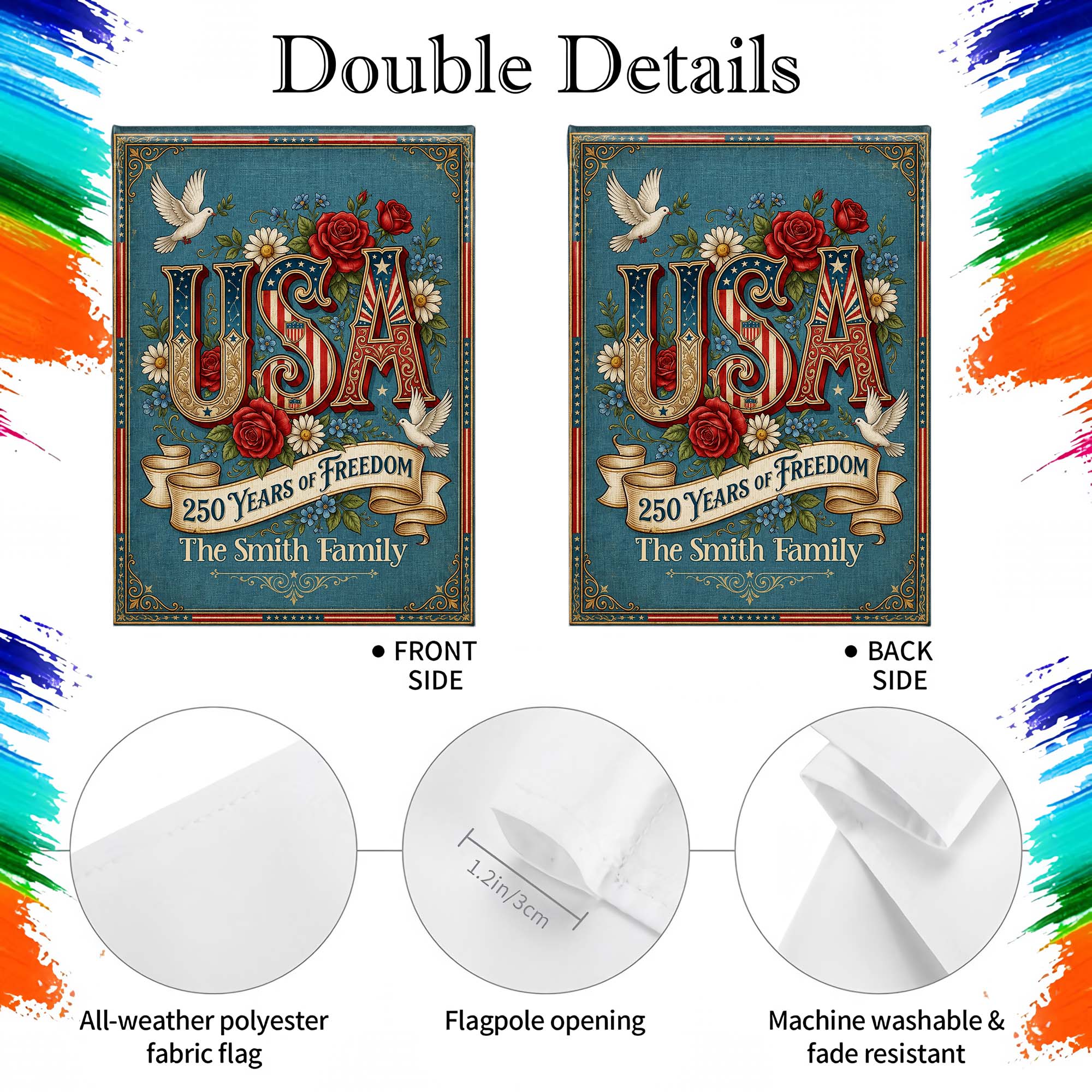 Personalized Garden Flag Custom Family Name USA Independence Day Gift Garden Flag GradoCreations