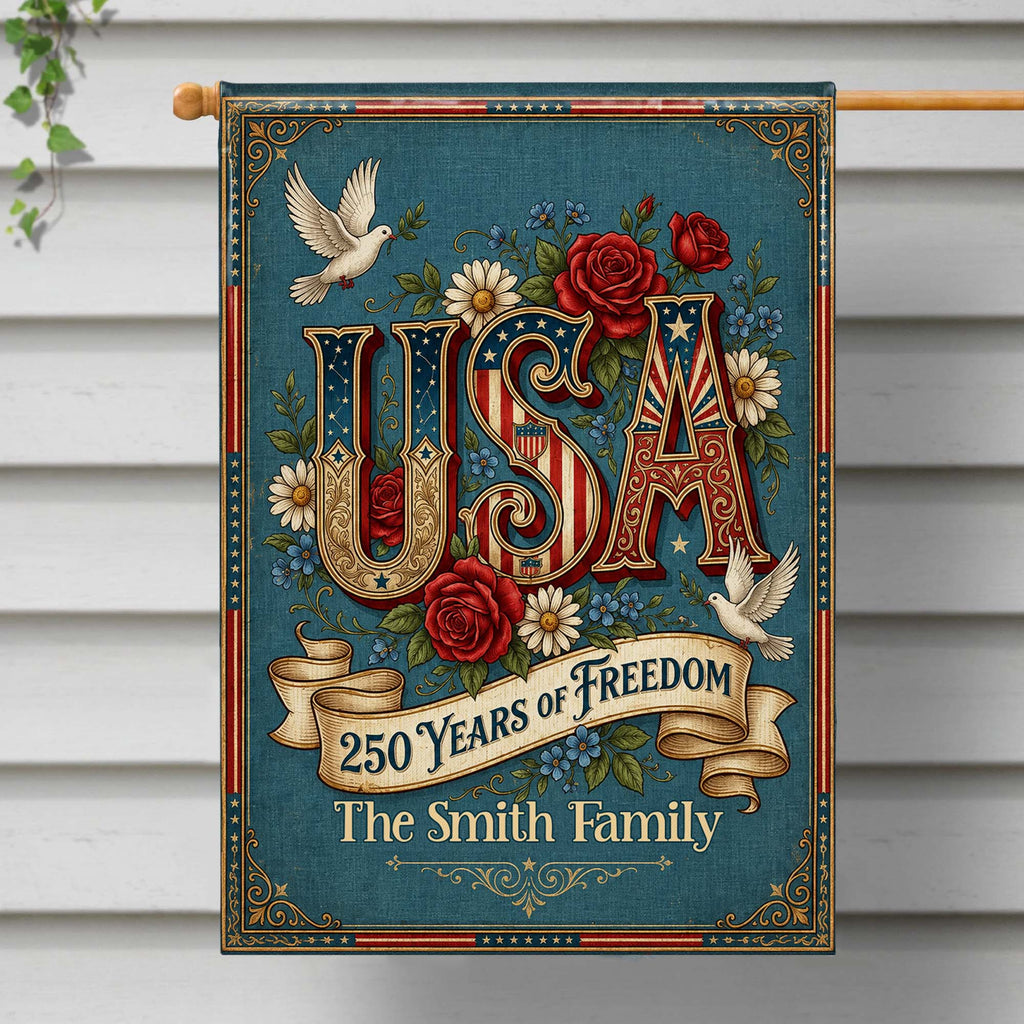 Personalized Garden Flag Custom Family Name USA Independence Day Gift Garden Flag GradoCreations