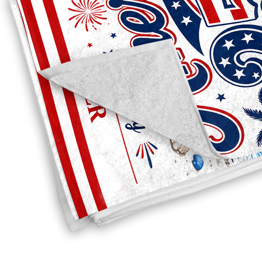 Personalized USA Flag Beach Towel Custom Family Name Gift Beach Towels GradoCreations