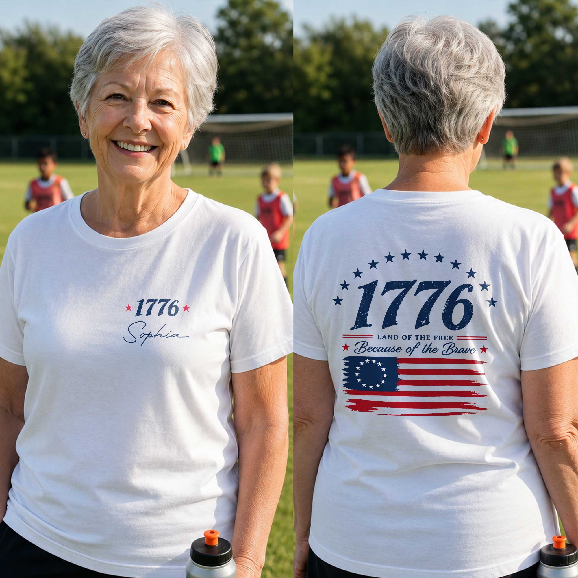 Personalized Patriotic T-Shirt Custom Front Back for 4th of July T-Shirt Font and Back GradoCreations