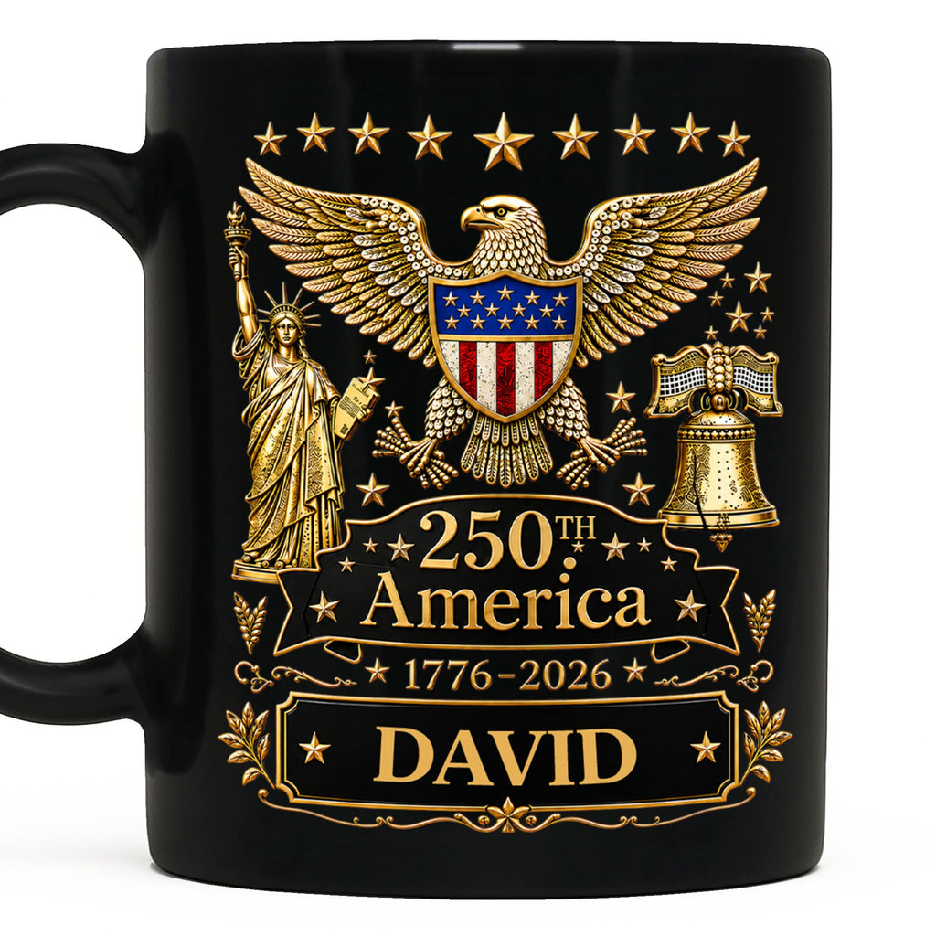 Personalized Black Mug Custom Eagle Design Gift for Dad Black Mug GradoCreations