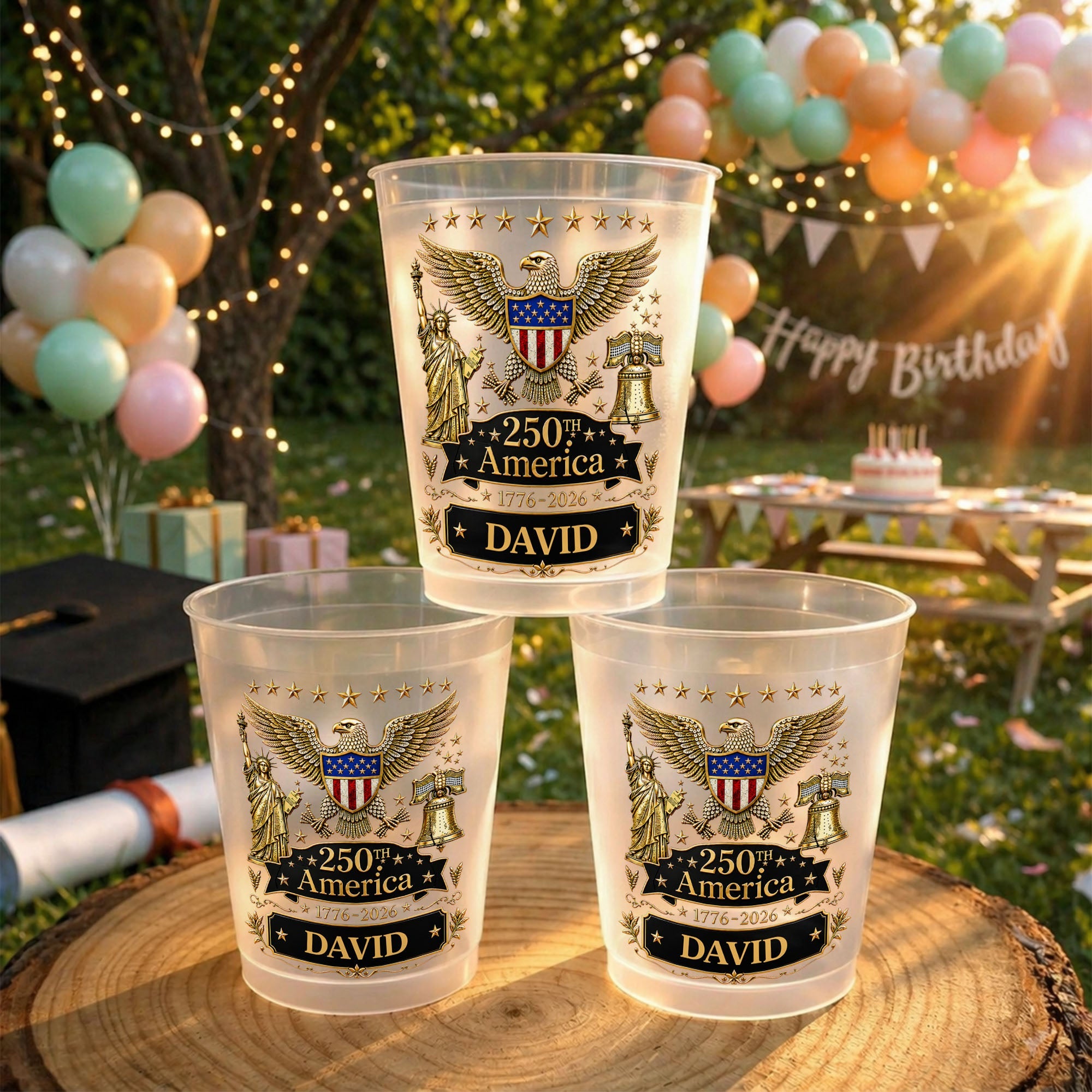 Personalized Frosted Cups Custom Name Independence Day Gift Frosted Cups GradoCreations