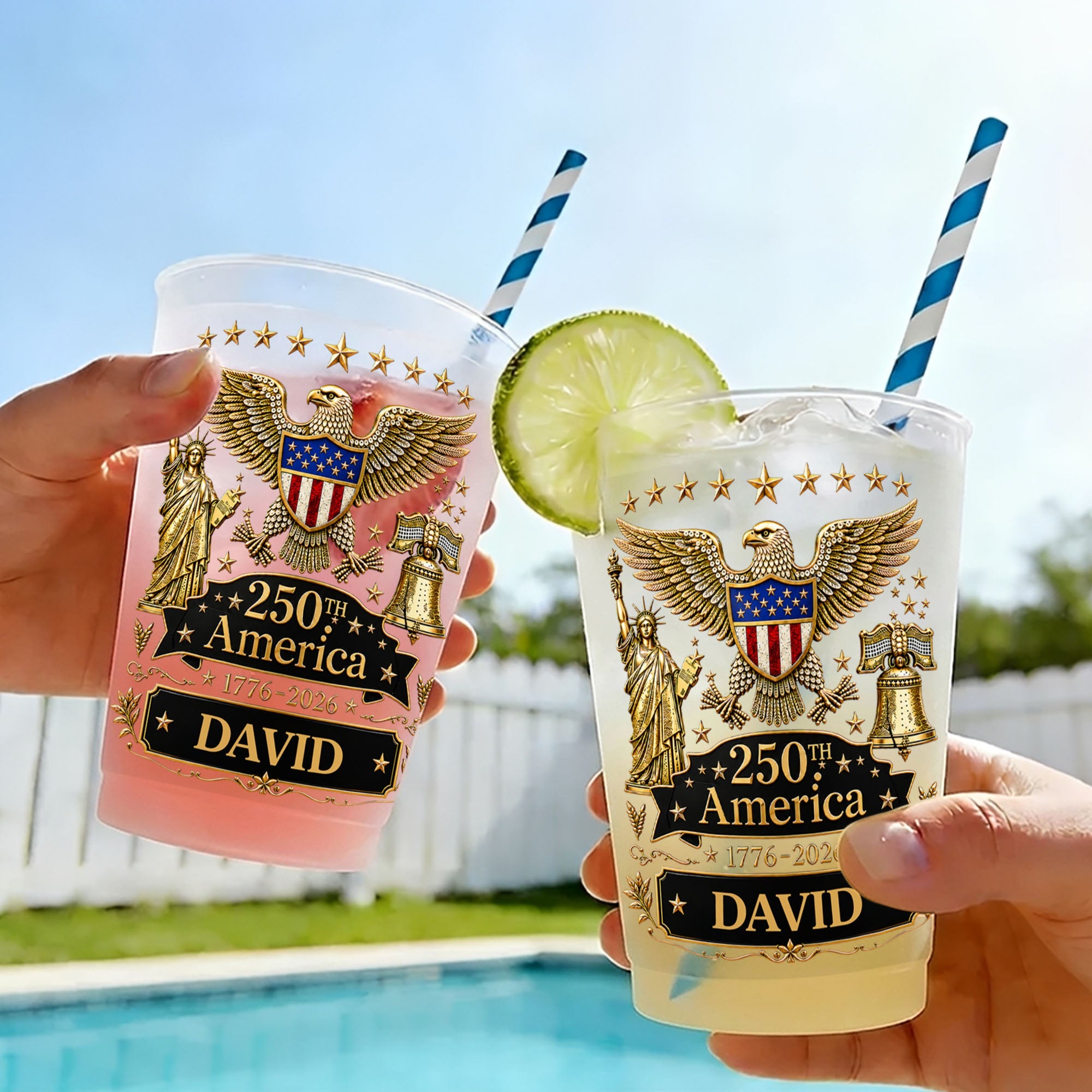 Personalized Frosted Cups Custom Name Independence Day Gift Frosted Cups GradoCreations