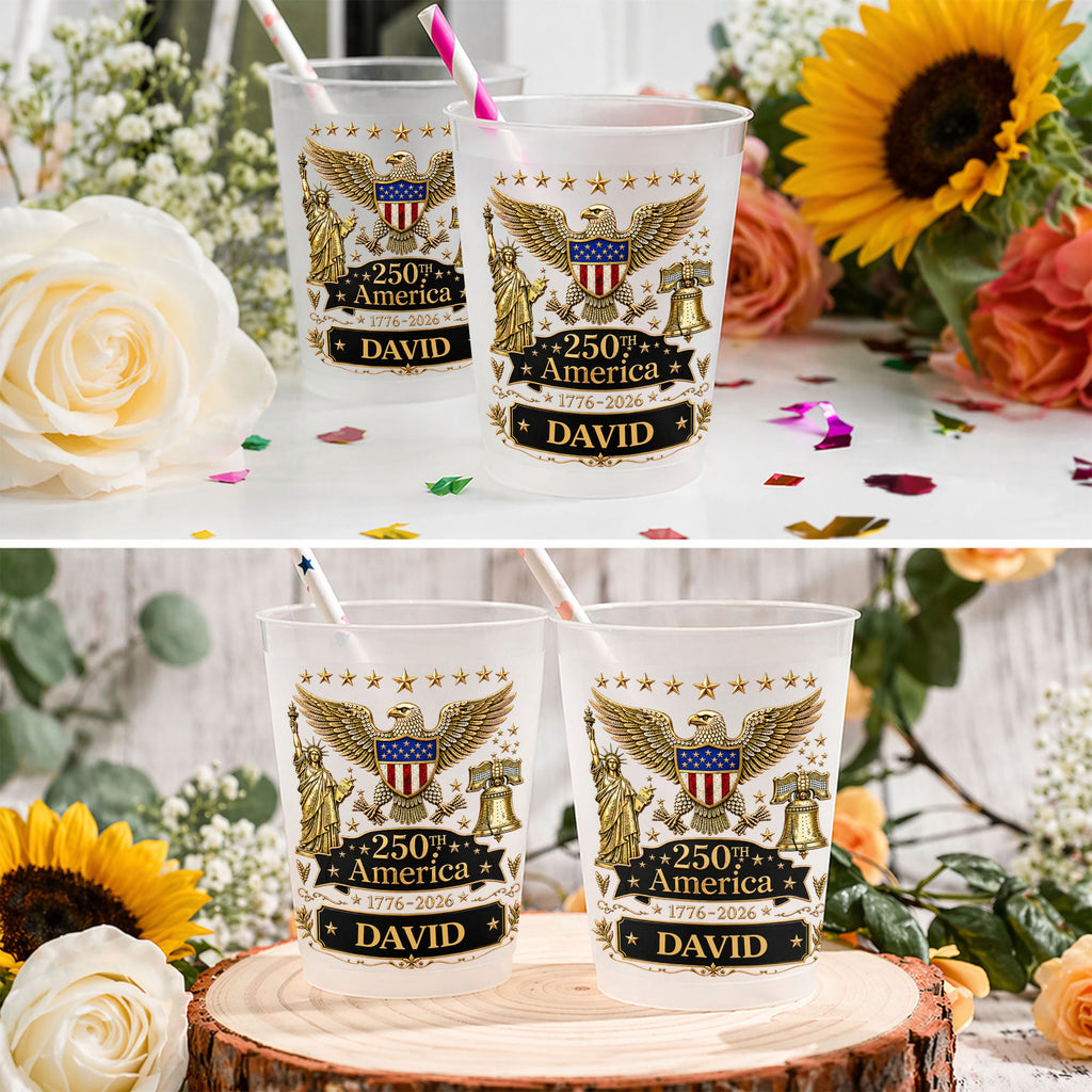 Personalized Frosted Cups Custom Name Independence Day Gift Frosted Cups GradoCreations