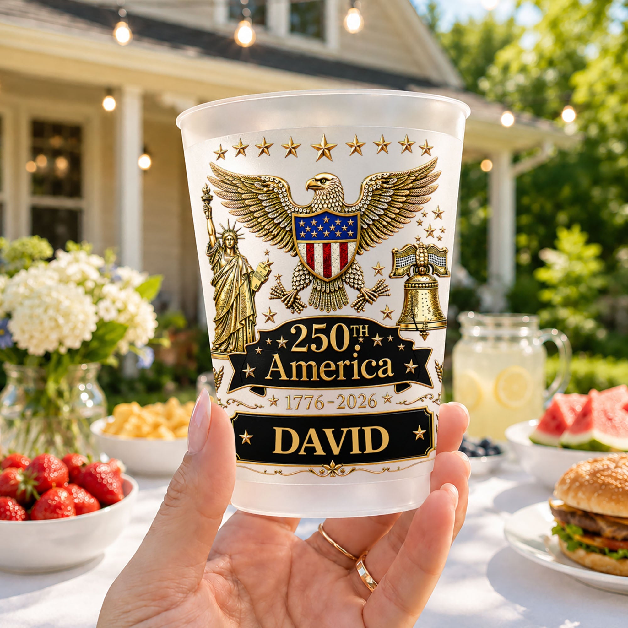 Personalized Frosted Cups Custom Name Independence Day Gift Frosted Cups GradoCreations