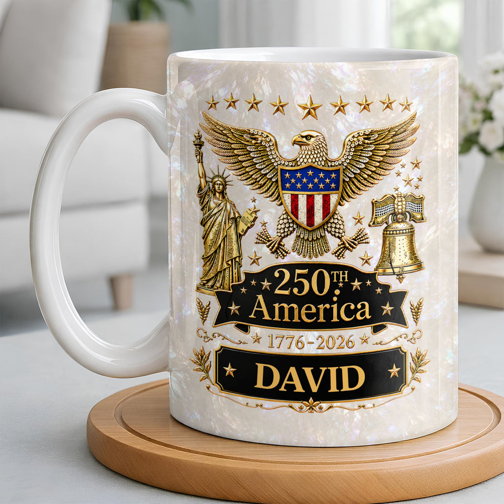 Personalized Independence Day Mug Custom Name Gift for Dad Edge-to-edge Mug GradoCreations