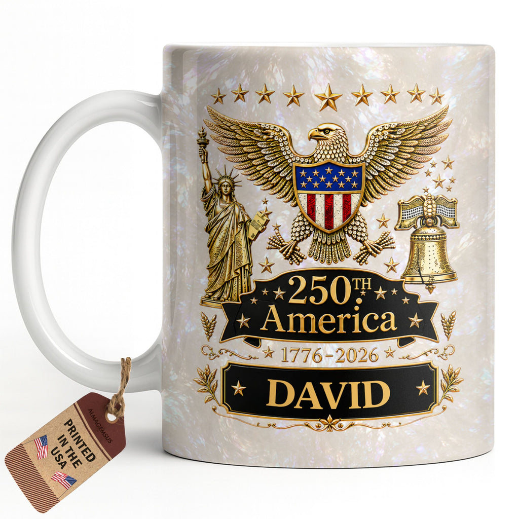 Personalized Independence Day Mug Custom Name Gift for Dad Edge-to-edge Mug GradoCreations