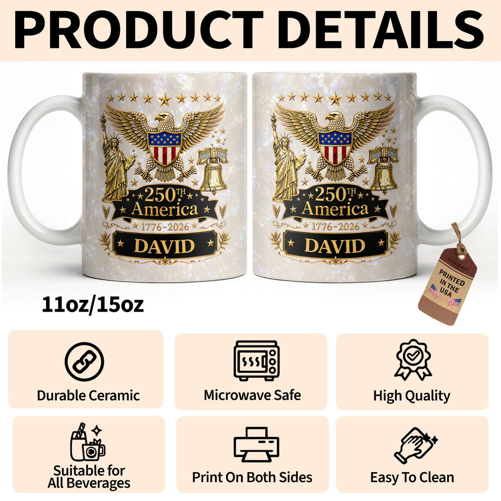 Personalized Independence Day Mug Custom Name Gift for Dad Edge-to-edge Mug GradoCreations