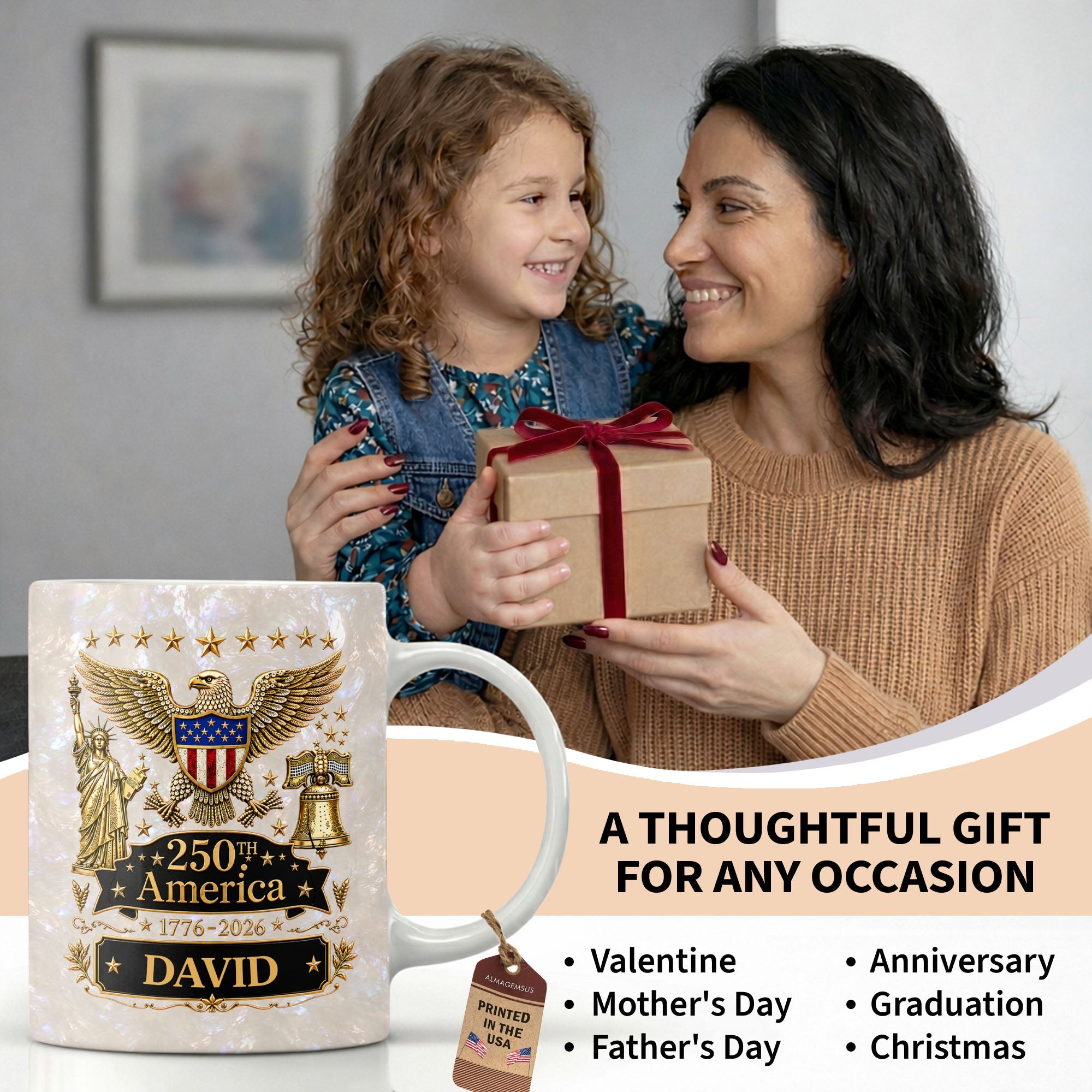 Personalized Independence Day Mug Custom Name Gift for Dad Edge-to-edge Mug GradoCreations