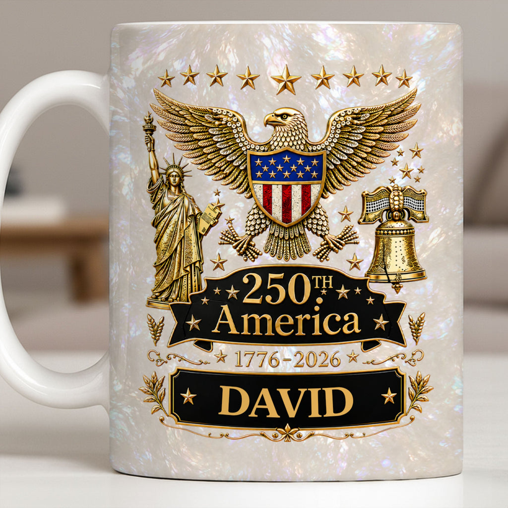 Personalized Independence Day Mug Custom Name Gift for Dad Edge-to-edge Mug GradoCreations